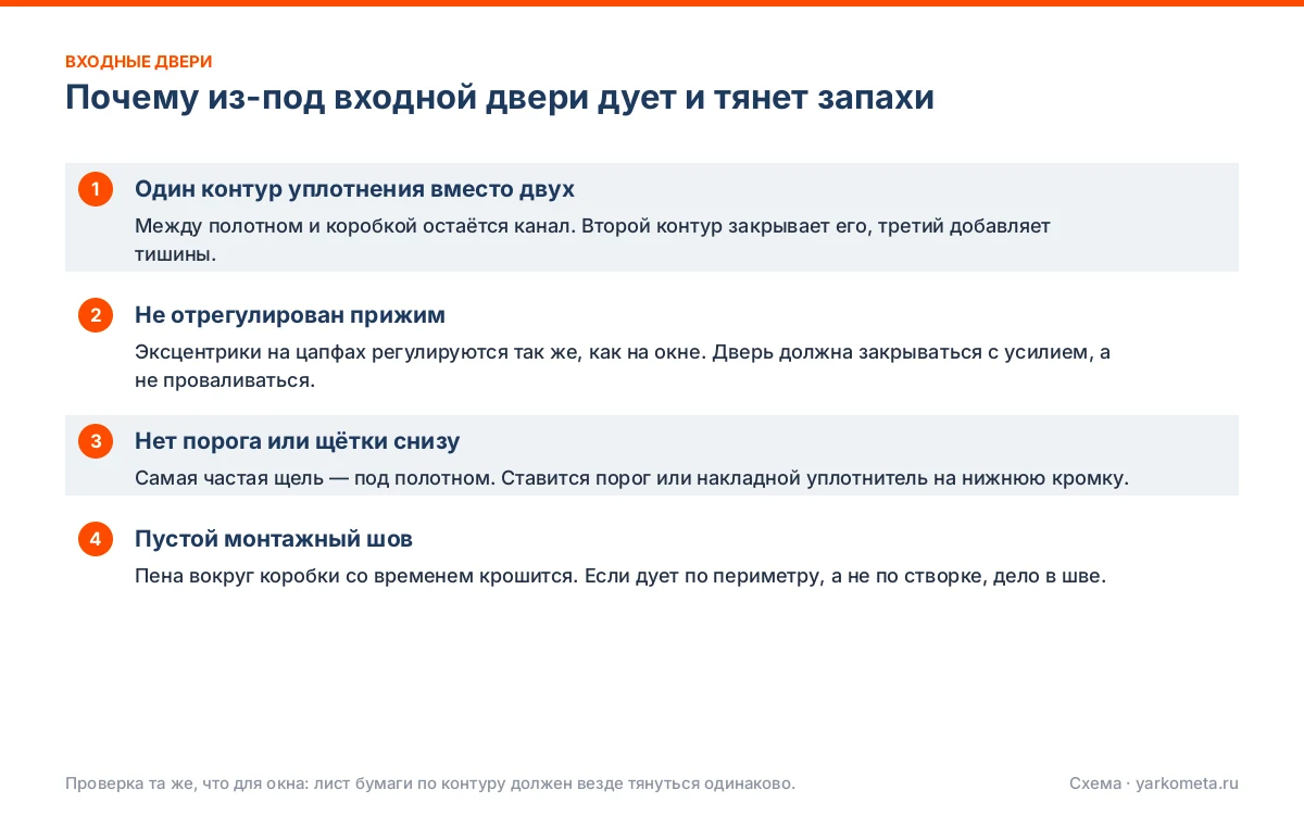 Почему из-под входной двери дует и тянет запахи