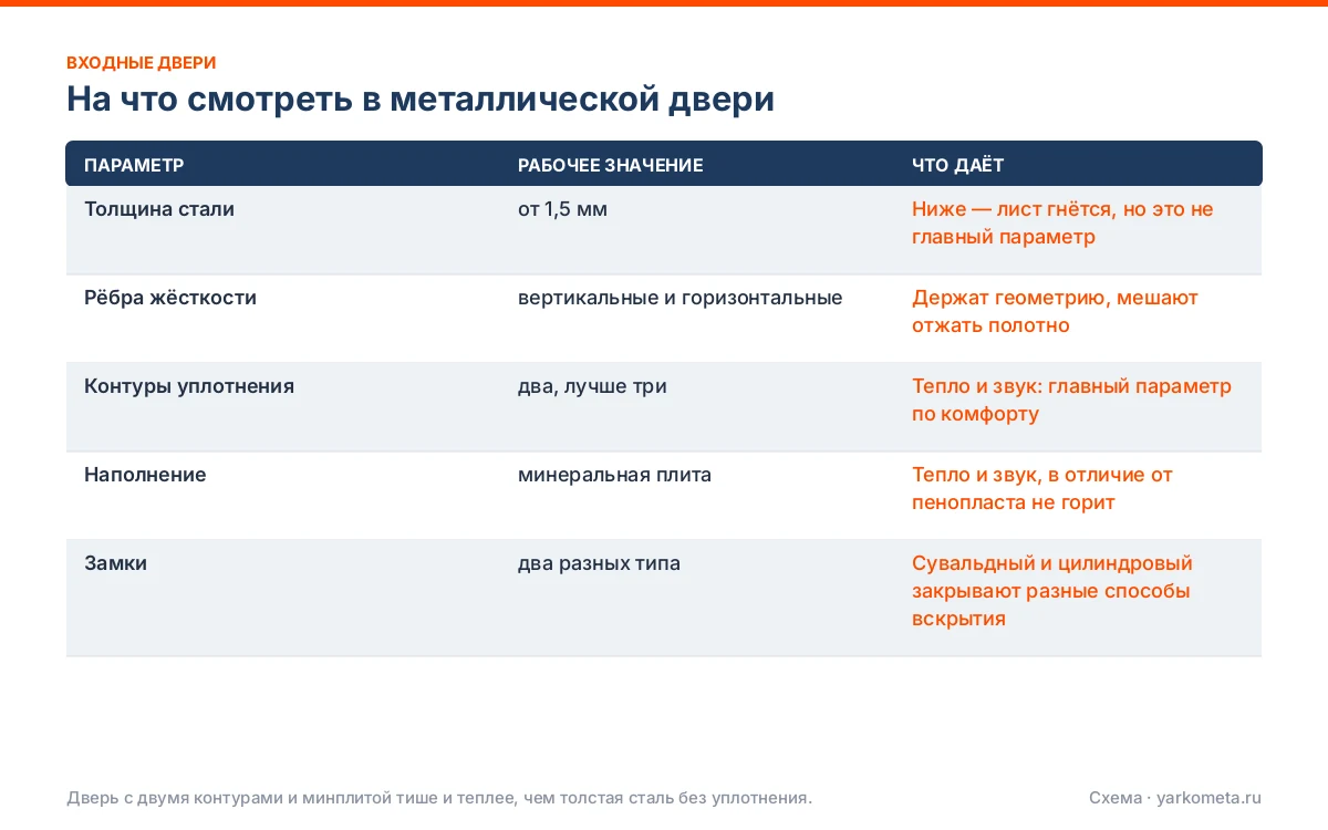 На что смотреть в металлической двери