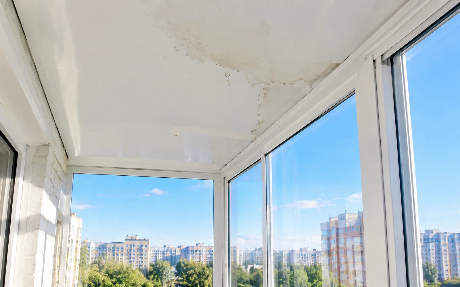 протекает крыша балкона: как это выглядит