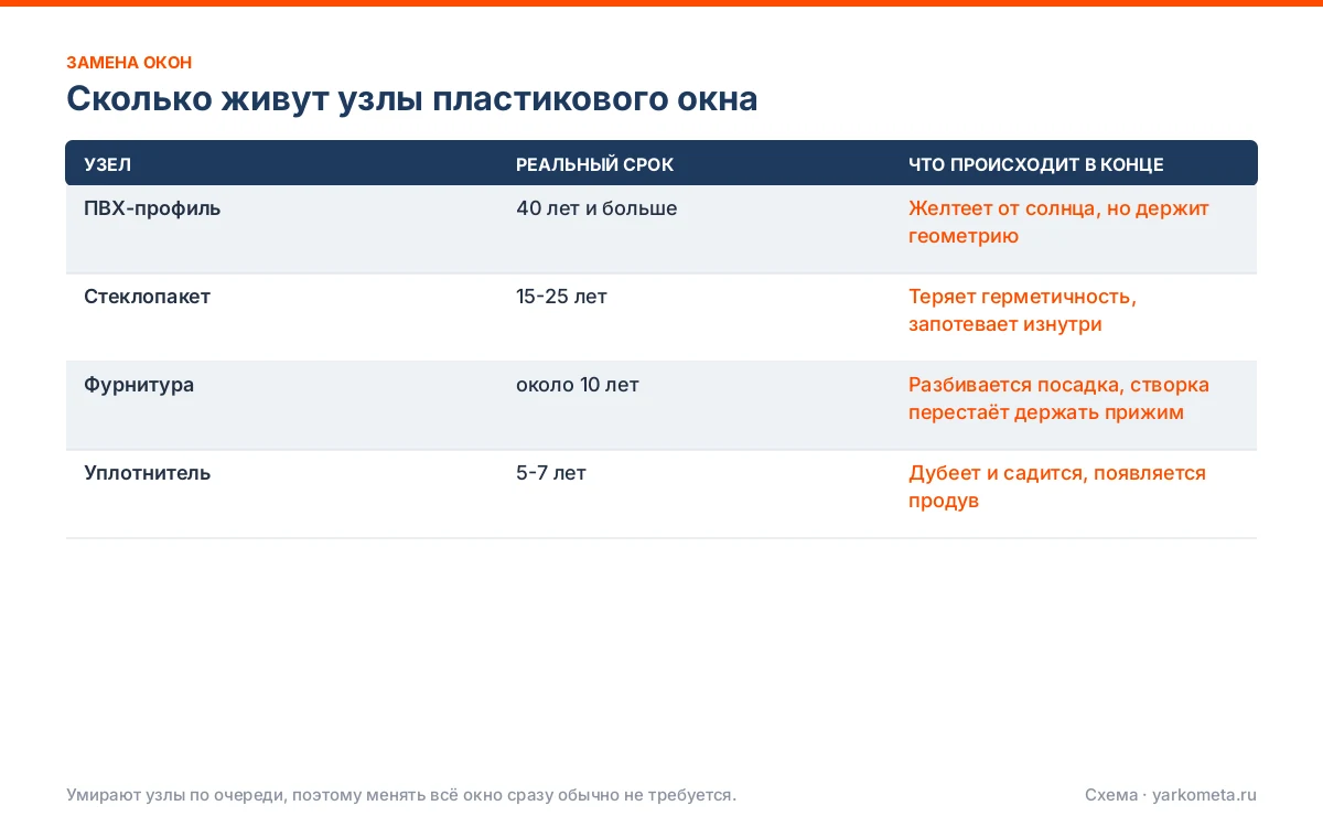Сколько живут узлы пластикового окна