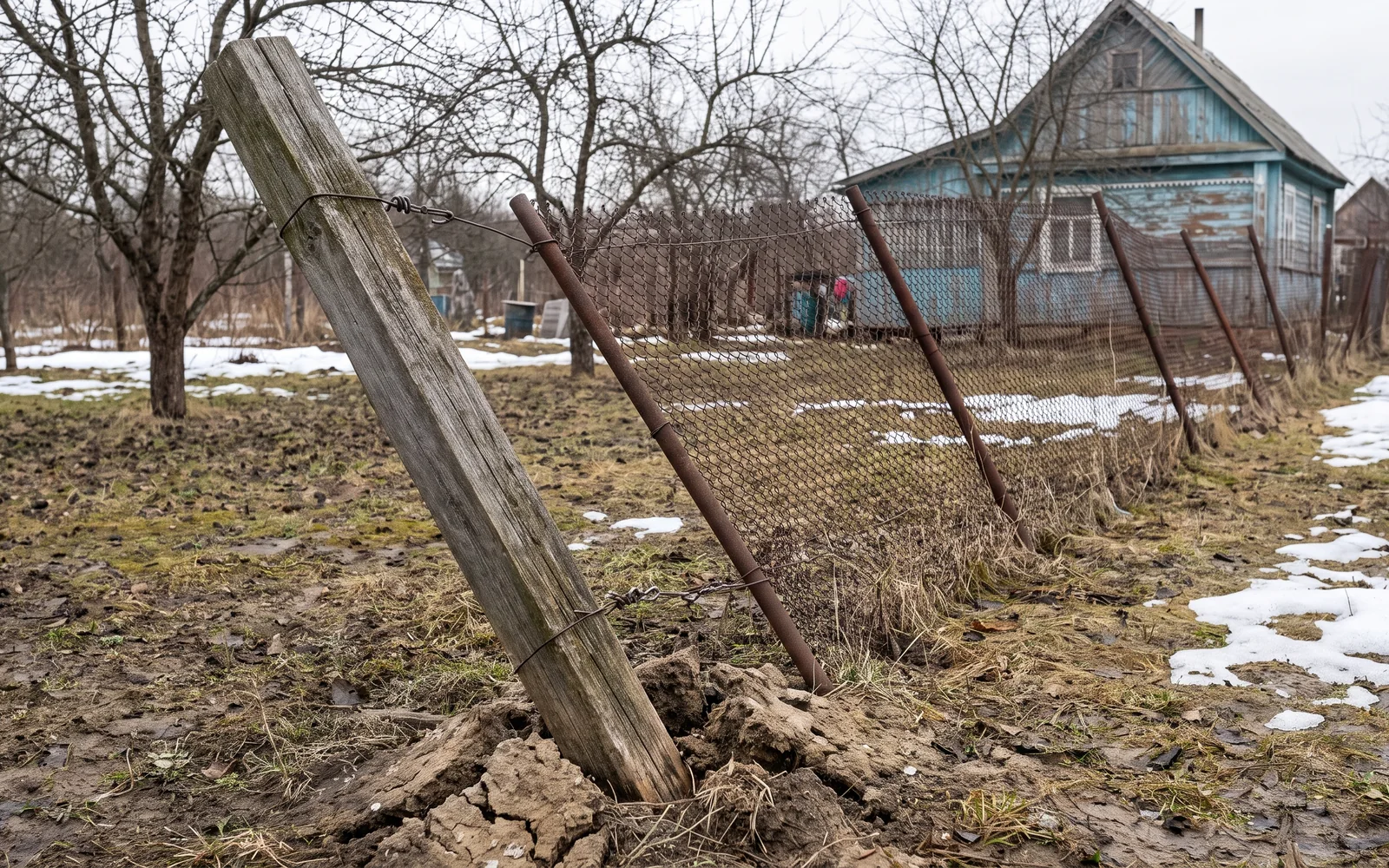 глубина столбов для забора: узел крупным планом