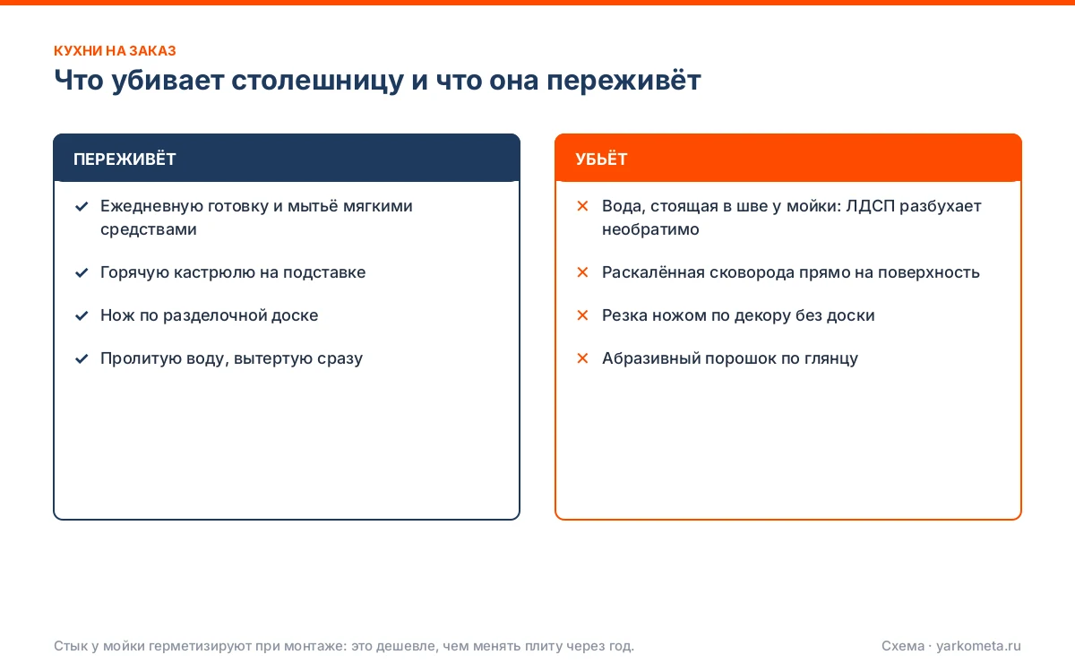 Что убивает столешницу и что она переживёт